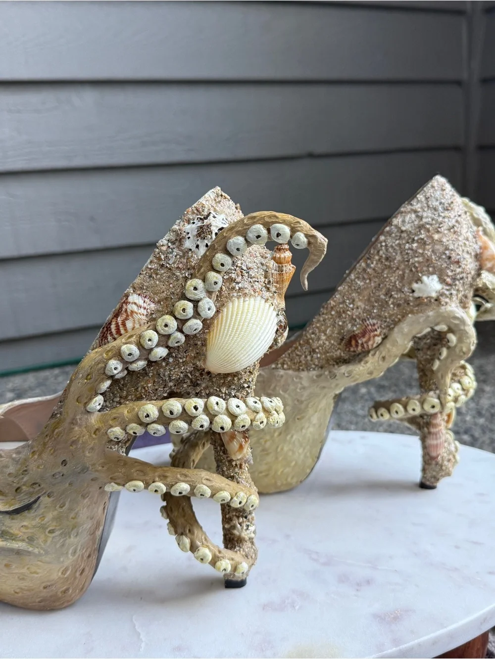 Octopus Tentacle Platform Heels in Sand